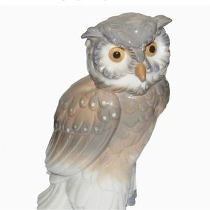 Nao Lladro Porcelain OWL Figurine Gray White 6 7/8” Tall Made in Spain